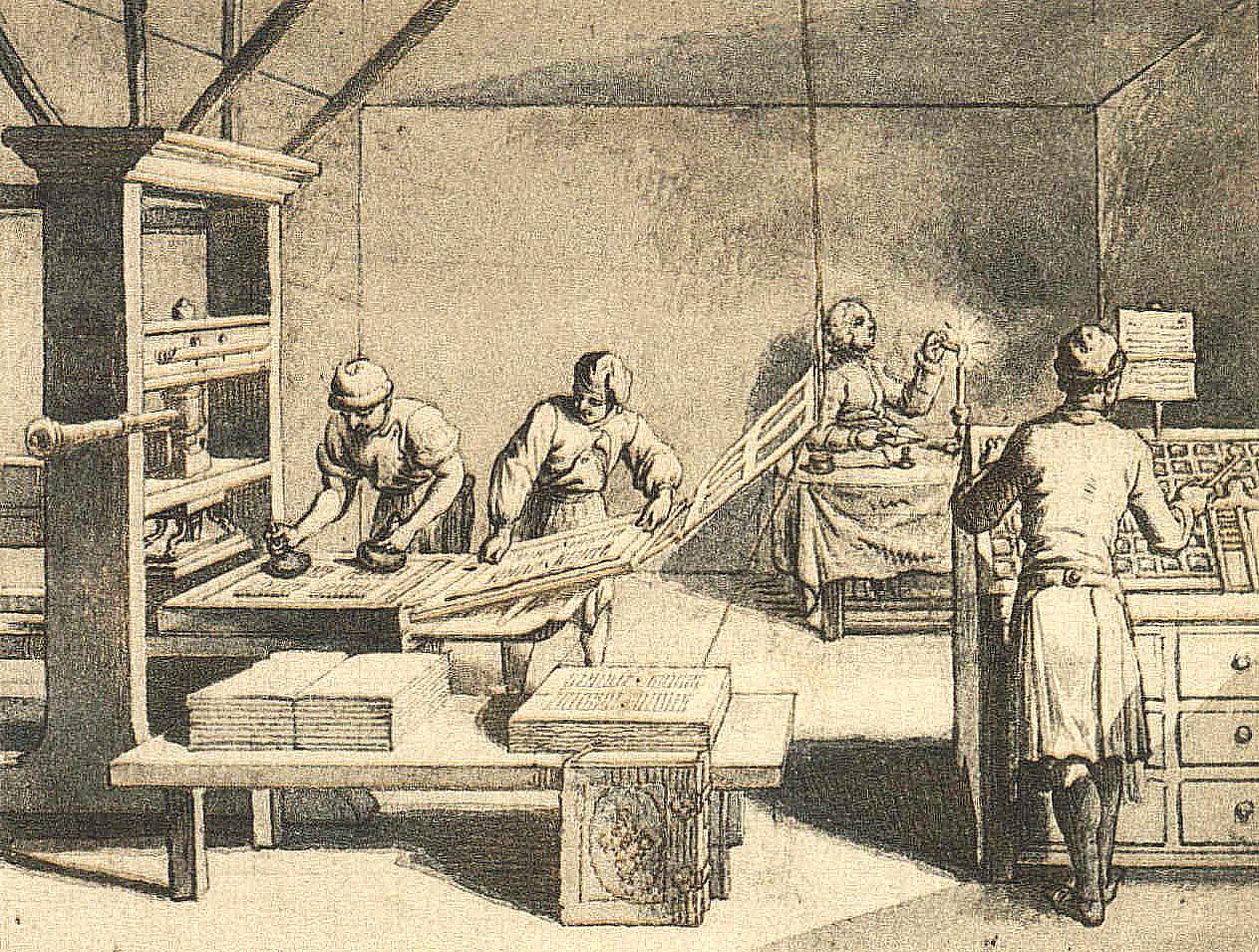 Tab. XXI c. The Printing Press. (Description according to source)