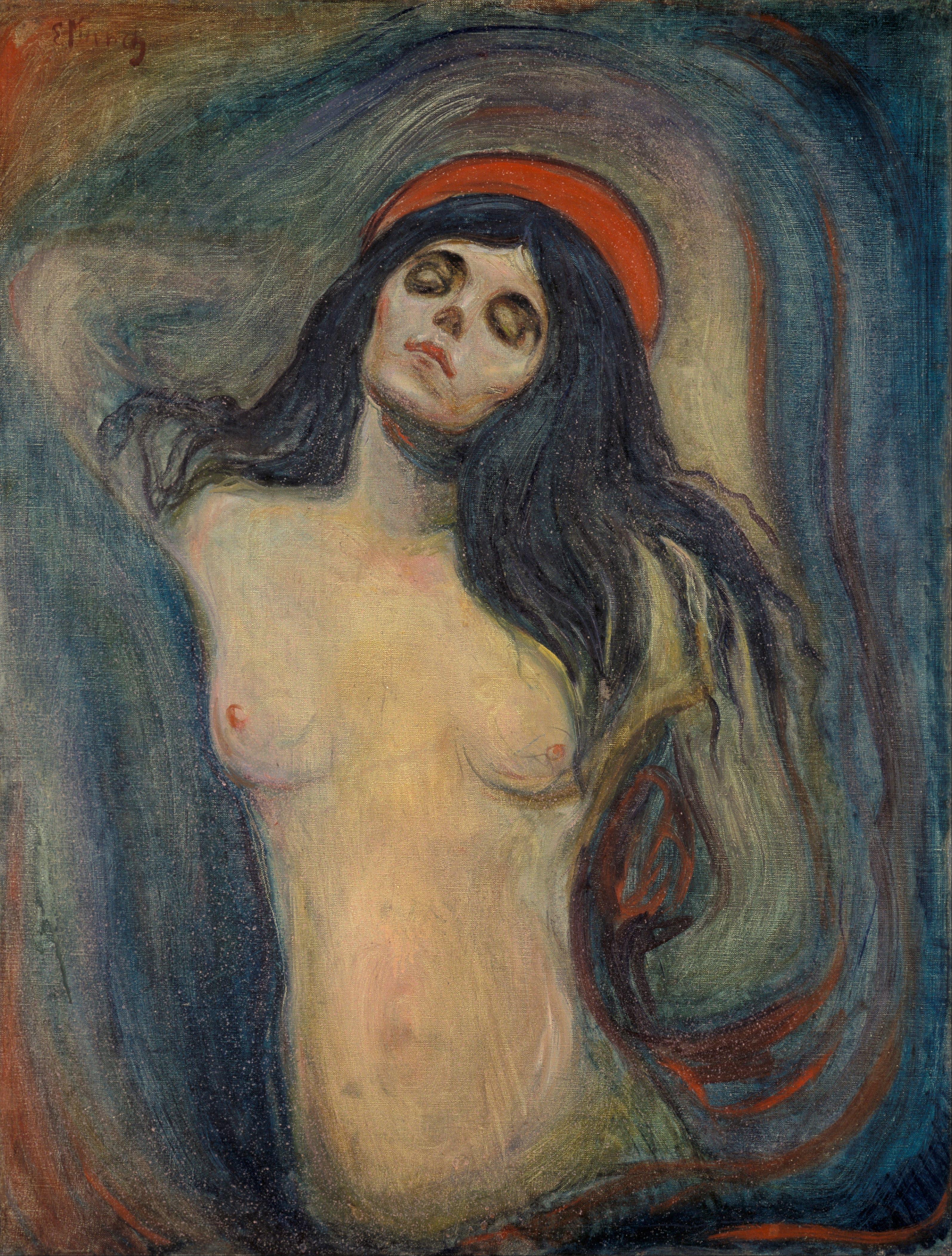 Although it is a highly unusual representation, this painting might be of the Virgin Mary